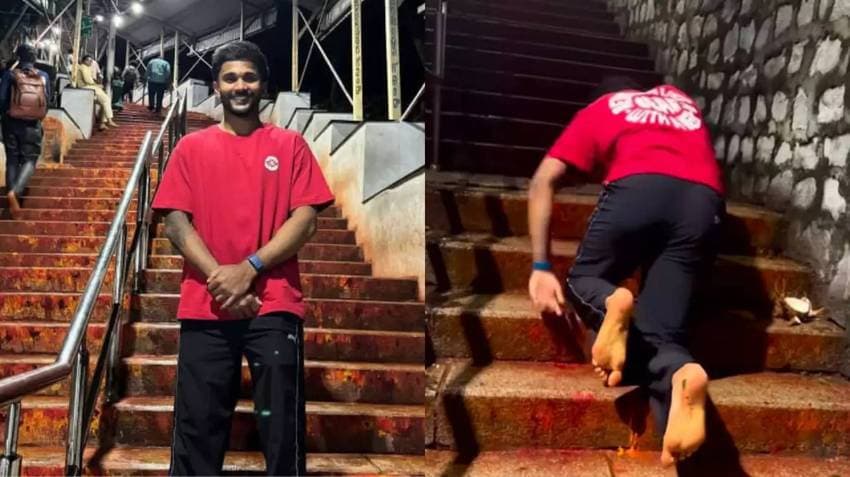Nitish Kumar Reddy Climbs Stairs On Knees To Reach Tirumala