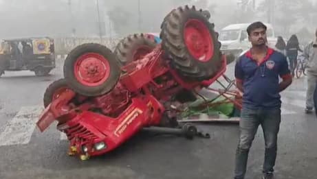 Water Tanker Overturns; Driver, Helper Injured