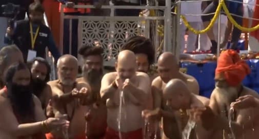 Mahakumbh: Union Minister Amit Shah Takes The Holy Dip At Sangam In Prayagraj