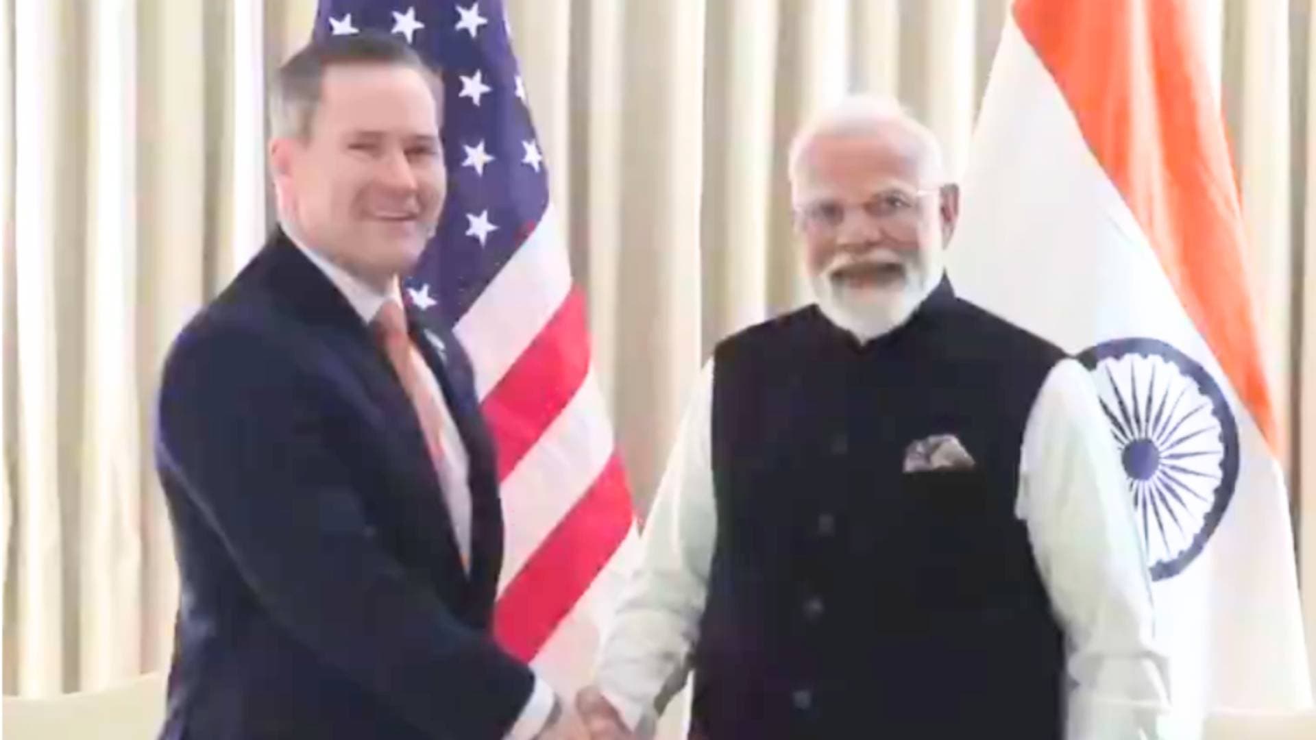US NSA Waltz Calls On PM Modi In Washington