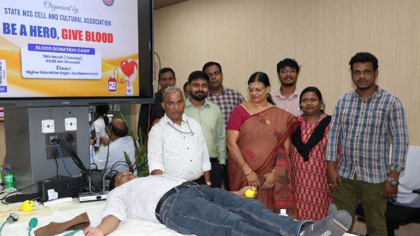 Odisha: Blood Donation Camp Organized At Higher Education Department