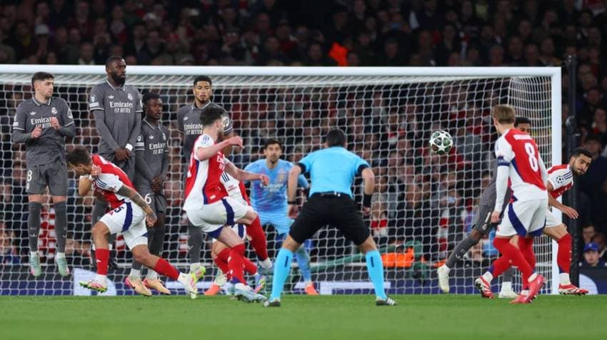 Champions League: Rice Free-Kicks Inspire Arsenal To QF First Leg Win Over Madrid