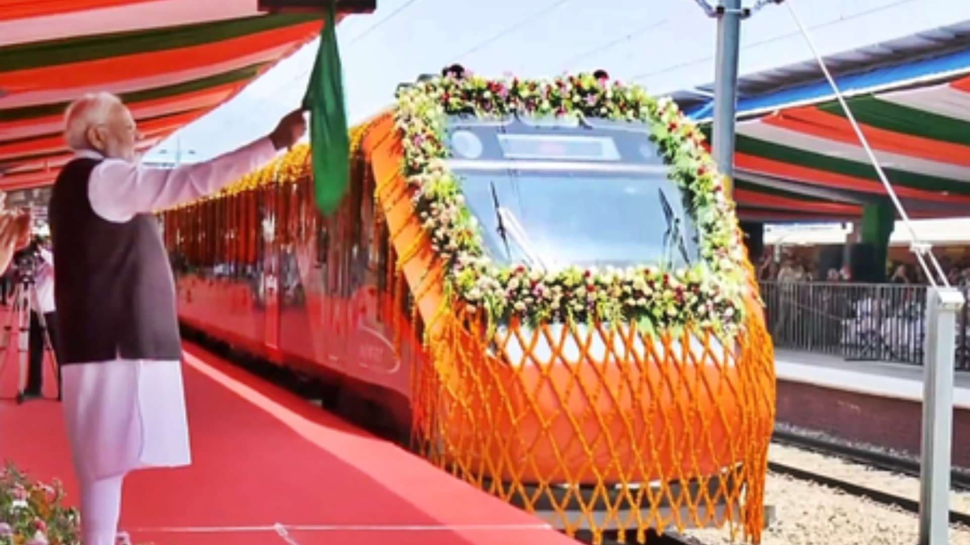 PM Modi Flags Off Vande Bharat Train Service To Kashmir