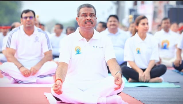 Dharmendra Pradhan Leads Yoga Day Celebrations In Sambalpur, Calls Yoga "A Time-Tested And Holistic Approach To Wellness"