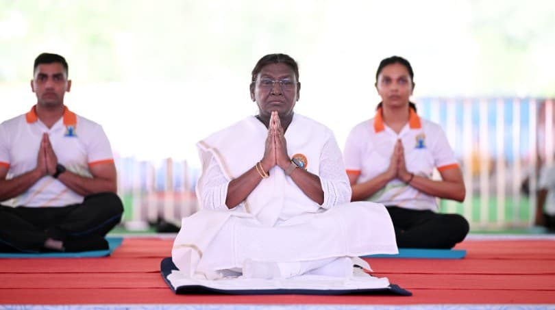 President Droupadi Murmu Participates In Mass Yoga Event In Dehradun