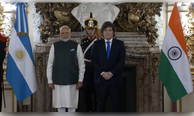 PM Modi Accorded Warm Welcome By Argentina's President Milei At Historic Casa Rosada