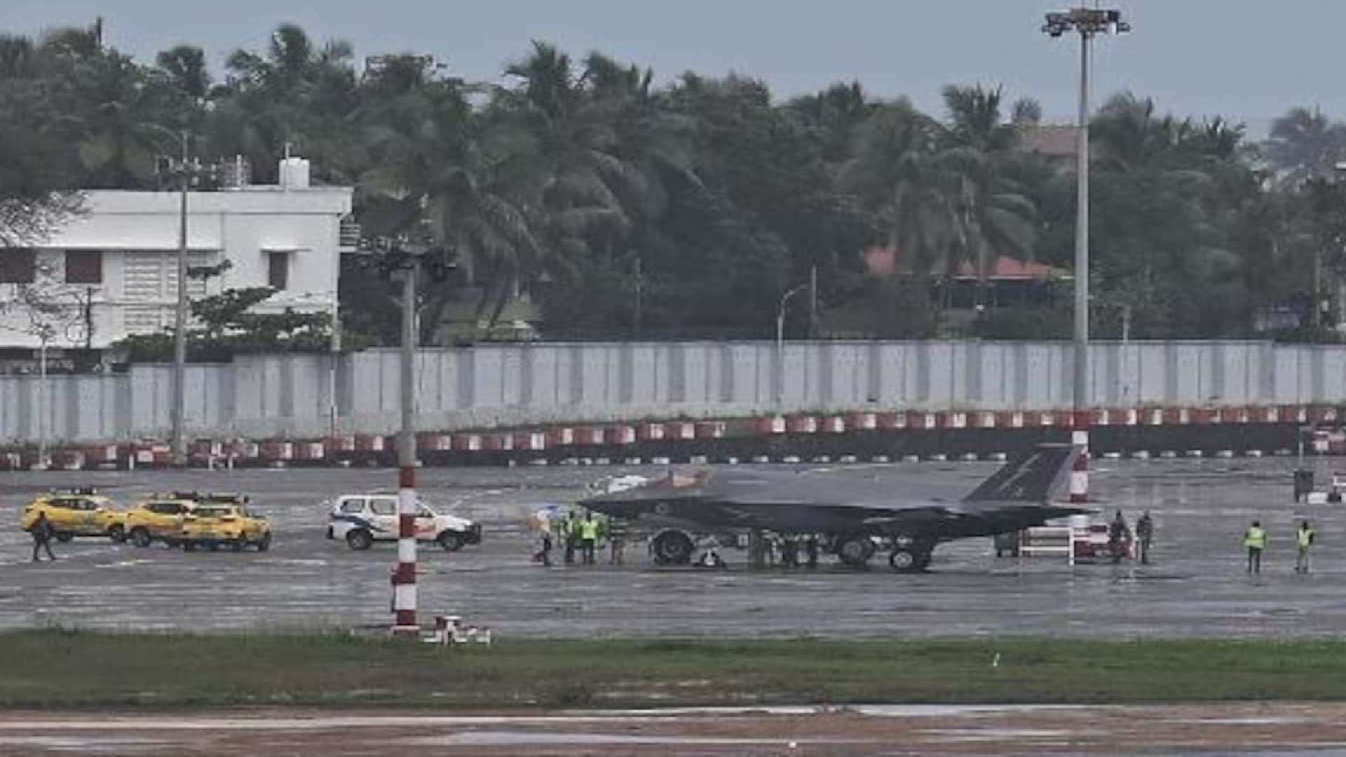 Stranded British Fighter Jet Goes Behind Curtains As Engineers Work Hard
