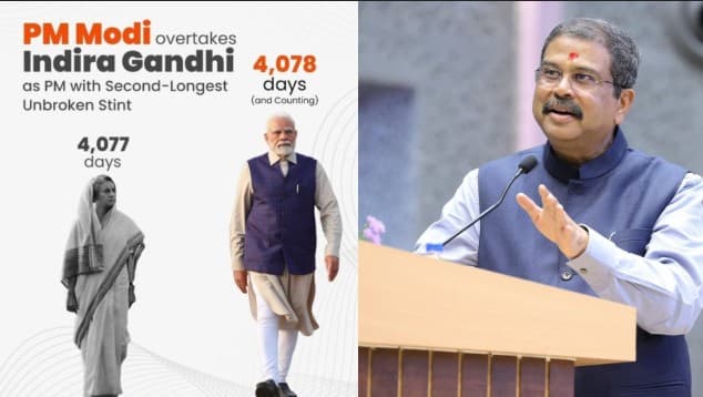 PM Modi Becomes India’s Second-Longest Serving Prime Minister, Dharmendra Pradhan Hails Historic Milestone
