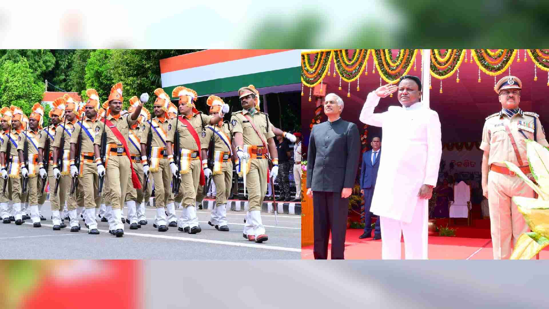 CM Majhi Hoists National Flag On 79th Independence Day