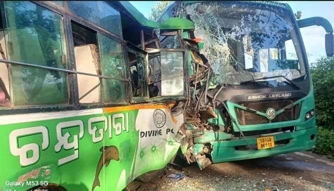 Ganjam: Two Buses Collide Head-On Near Sunantara Chhak, Drivers Critical