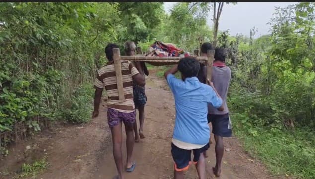 No Road: Patient Carried On Cot For 1.5 Km In Balasore