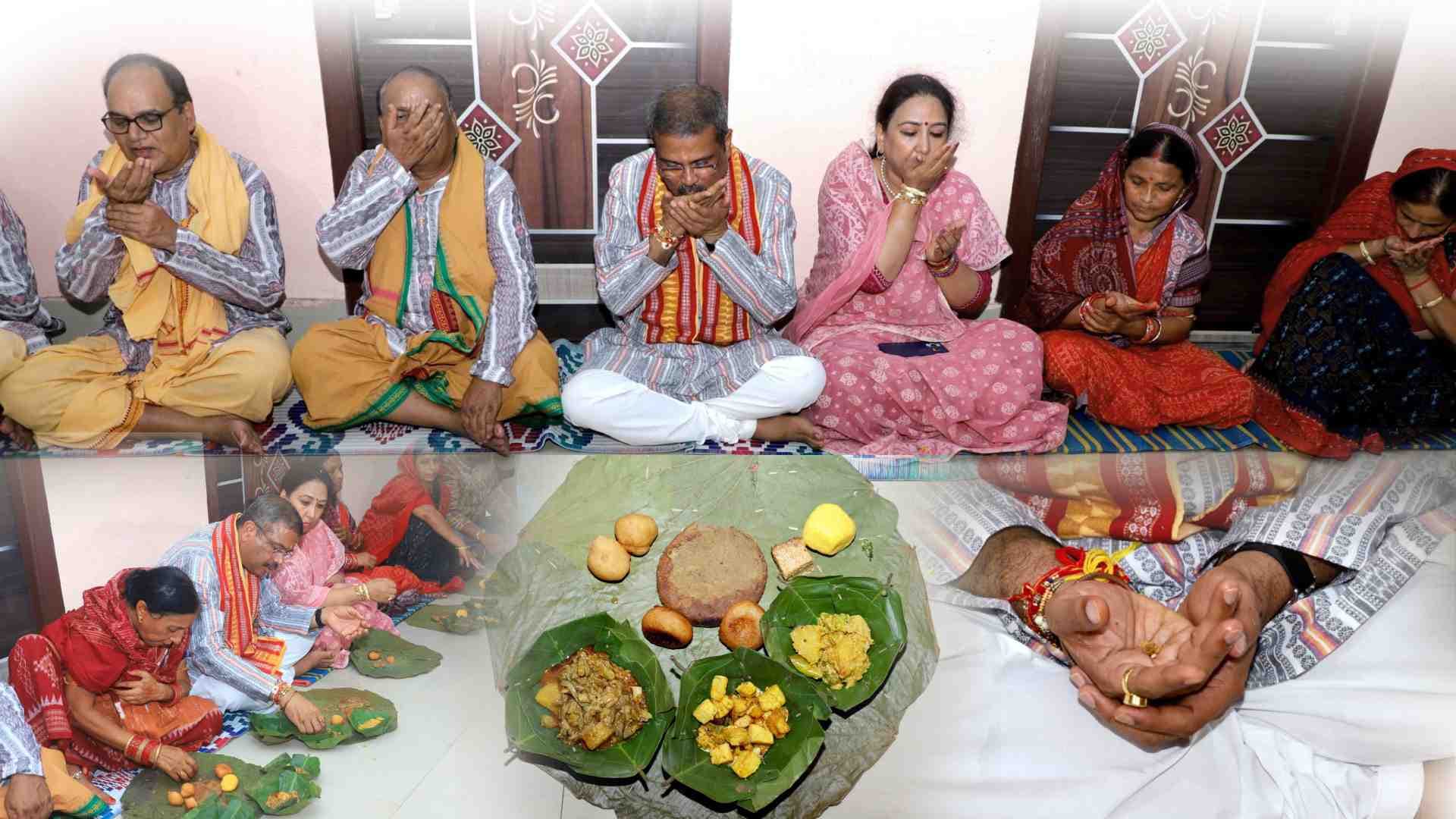 Union Minister Pradhan Joins Nuakhai Festivities In Sambalpur, Shares 'Nabanna' With Locals