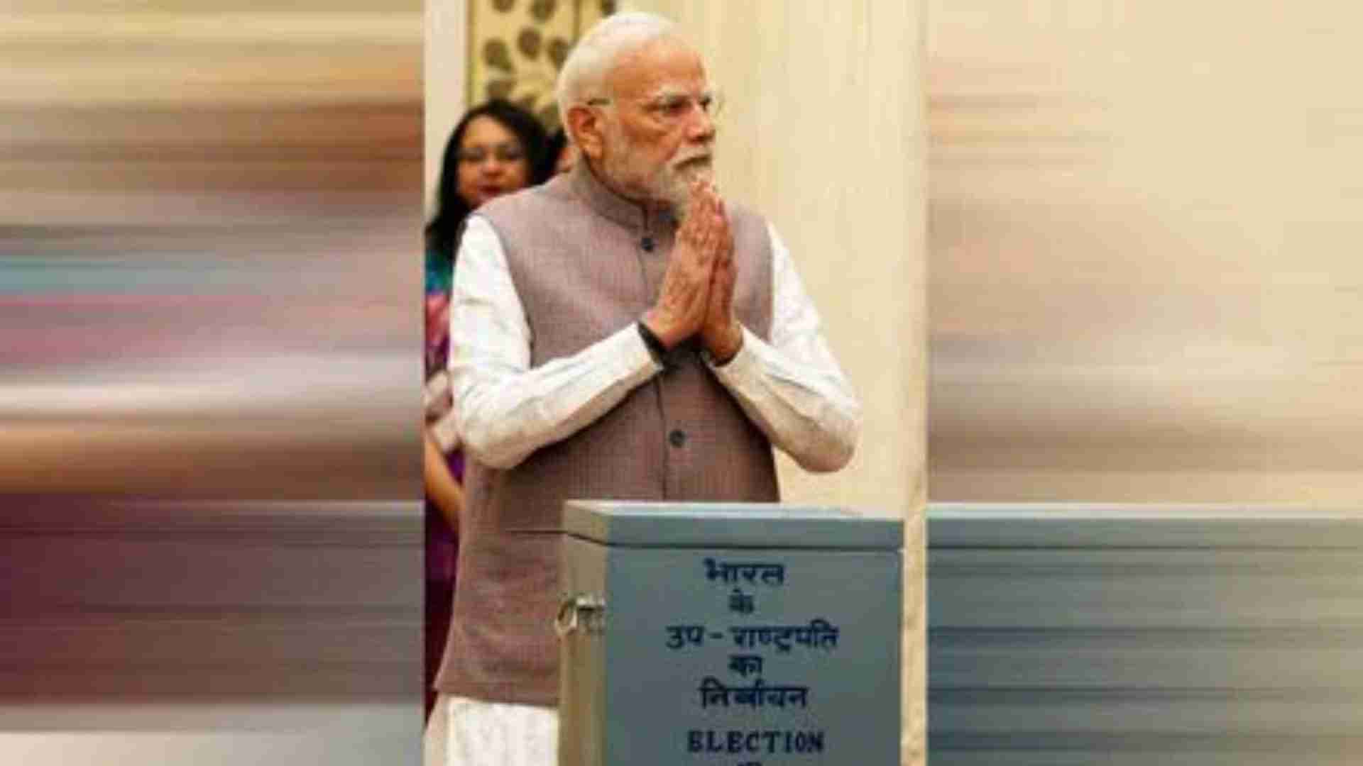 PM Modi Casts First Vote As Vice-Presidential Election Begins