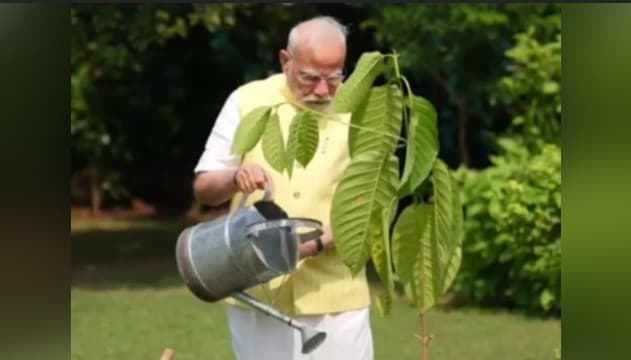 PM Modi Plants Kadamb Sapling Gifted By King Charles At His Residence