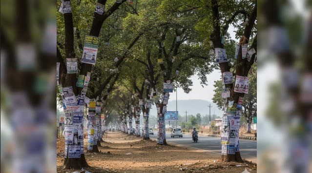 Odisha: Jeypore’s Roadside Trees Converted Into Ad Boards, Sparking Widespread Concern