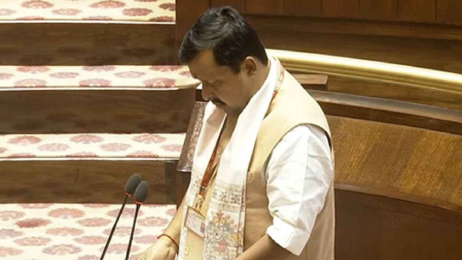 BJP President Nitin Nabin Takes Oath as Member of Rajya Sabha