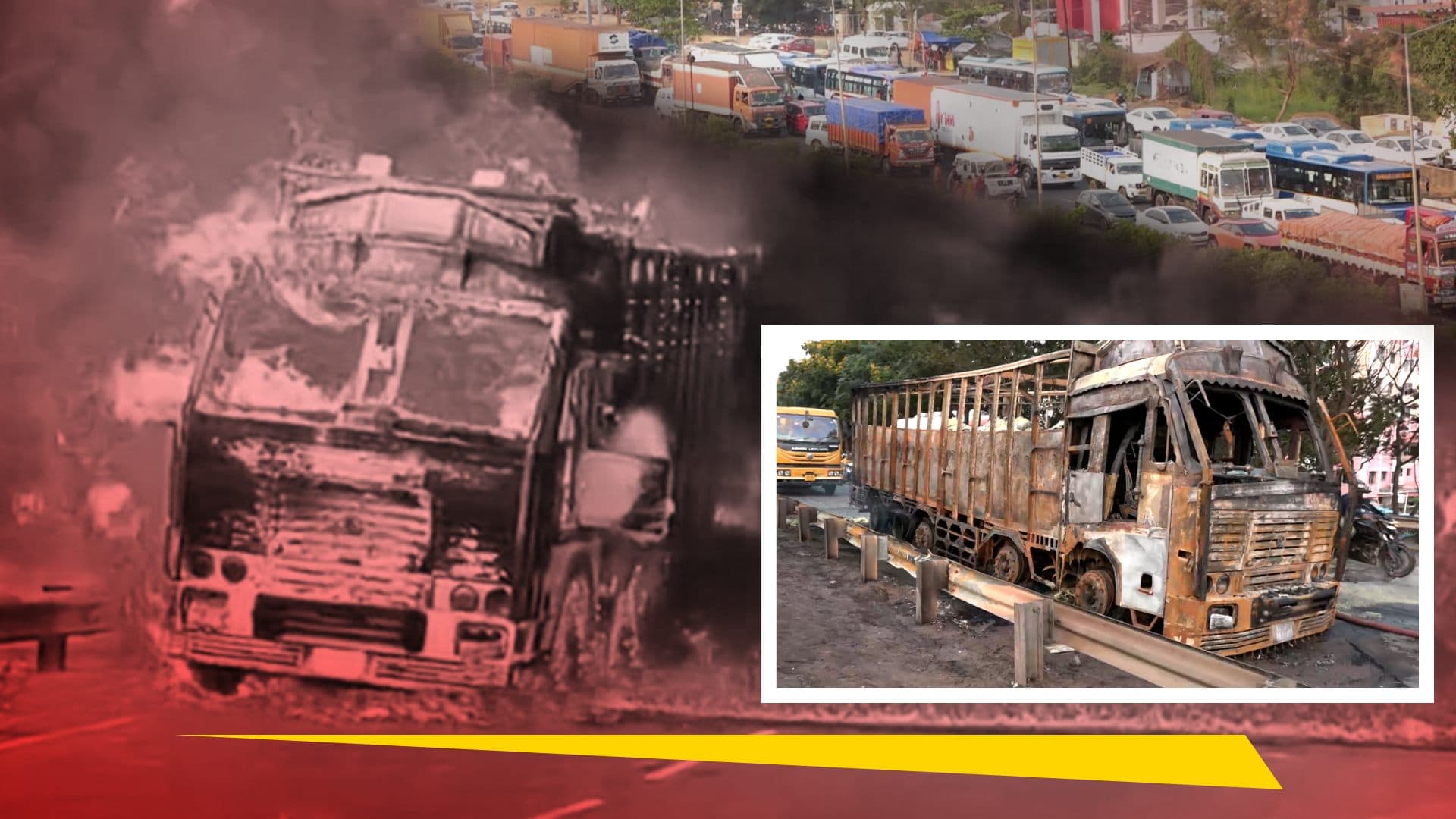 Moving Truck Erupts in Flames on Palasuni Overbridge, Triggers Traffic Jam in Bhubaneswar