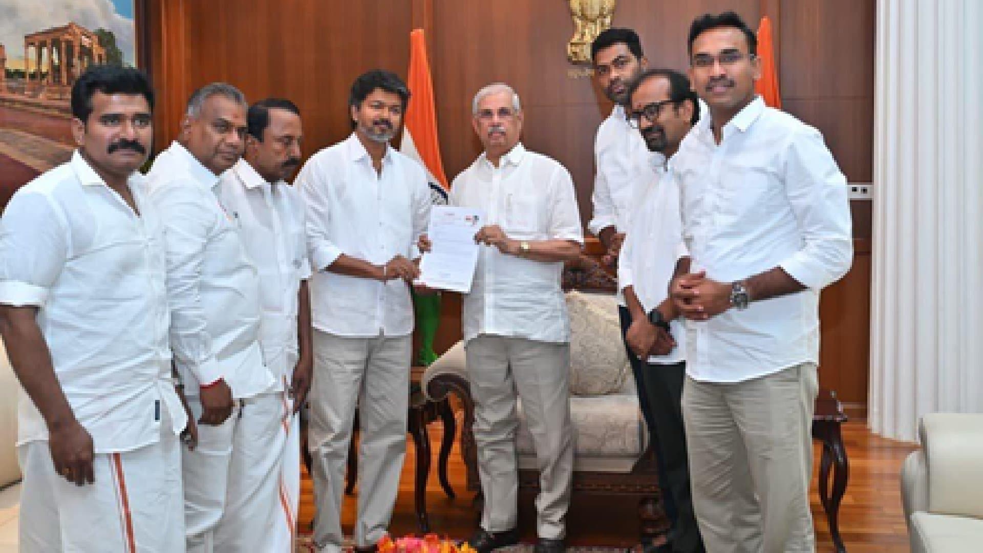 Vijay Formally Stakes Claim To Form Government In Tamil Nadu, Meets Governor