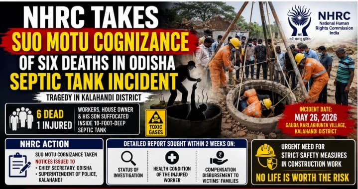 NHRC Takes Suo Motu Cognizance of Six Deaths in Odisha Septic Tank Incident