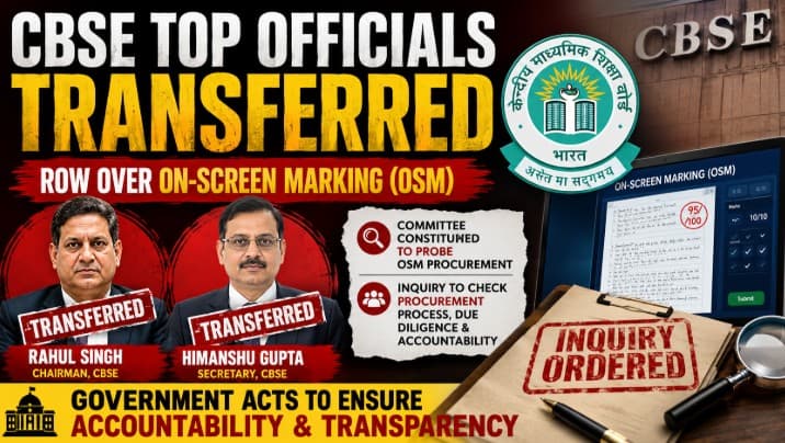 CBSE Chairman, Secretary Transferred Amid OSM Row