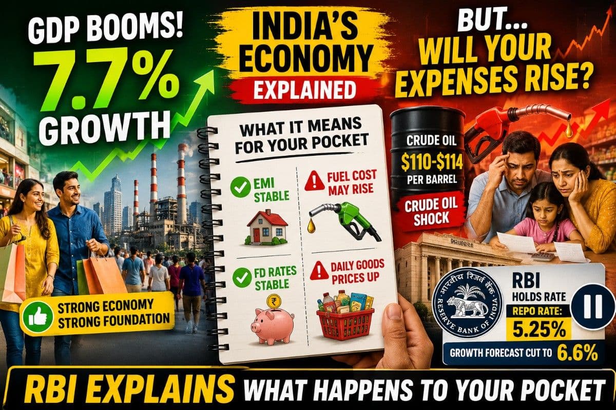 India GDP Surges 7.7% in FY 26, RBI Holds Rates: What Does It Mean for Your EMI, FDs, Fuel Bill and Daily Expenses?| EXPLAINER