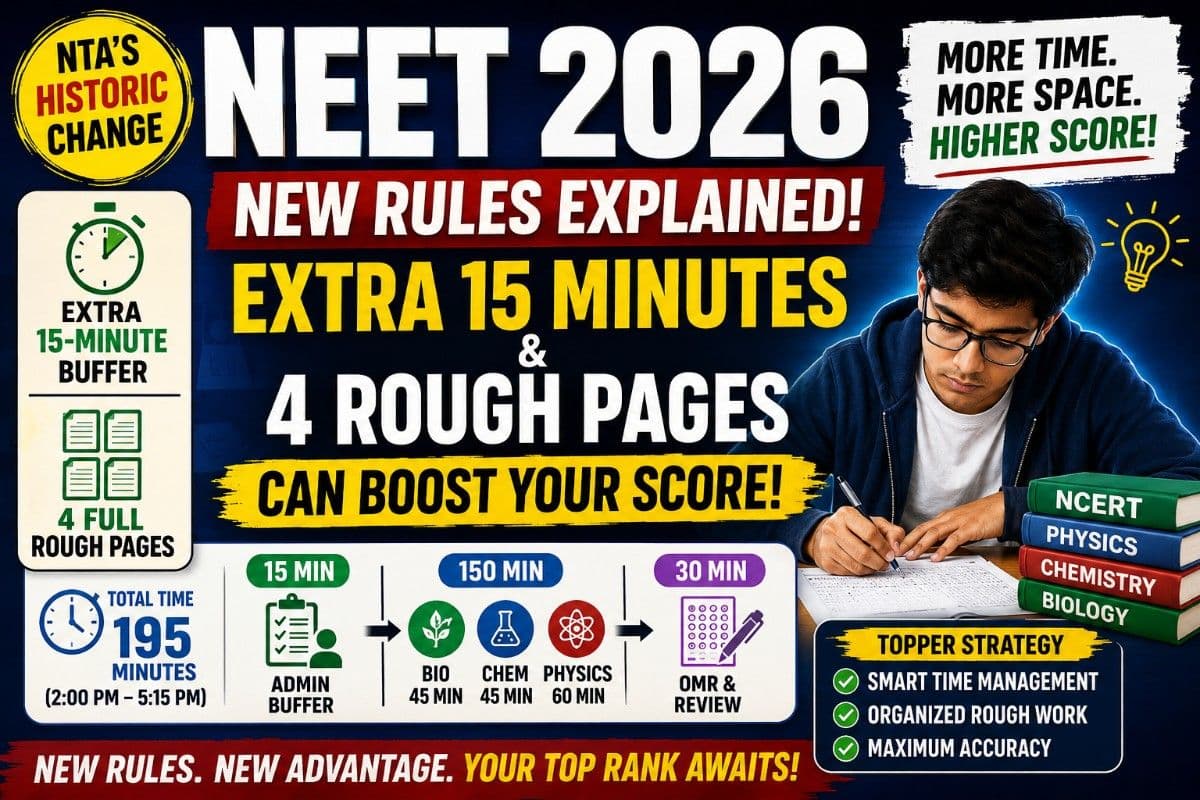 NEET 2026 New Rules Explained: How NTA's Historic Extra 15 Minutes and 4 Rough Pages Can Boost Scores, Especially for First-Time Aspirants