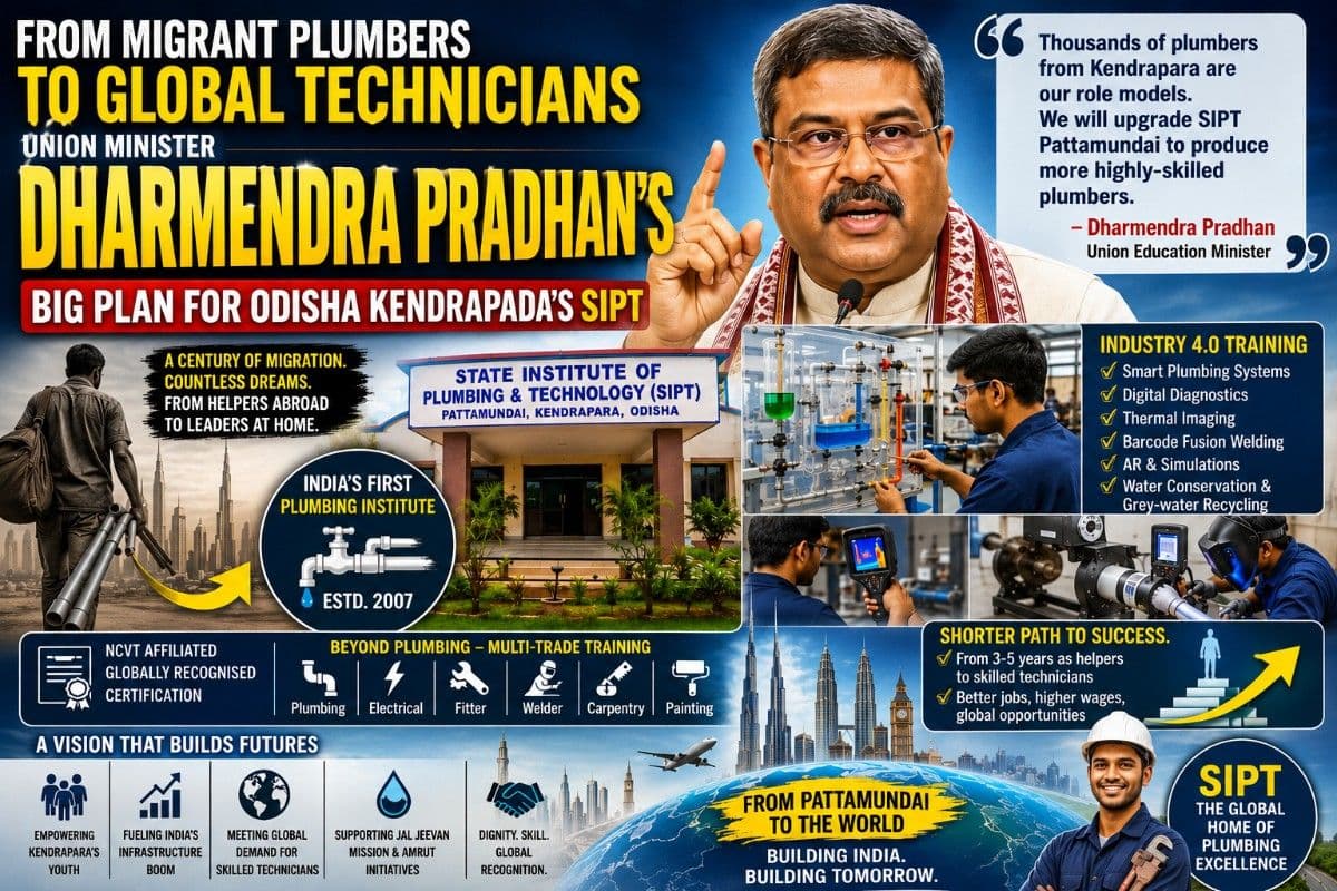 From Migrant Plumbers to Global Technicians: Union Minister Dharmendra Pradhan's Big Plan for Odisha Kendrapada’s SIPT| Special Story