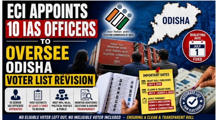 ECI Appoints 10 IAS Officers to Oversee Odisha Voter List Revision