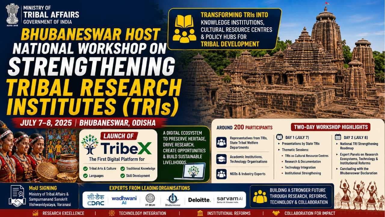 Bhubaneswar to Host National Workshop on Tribal Research Institutes Tomorrow