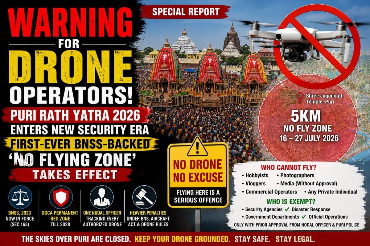 Warning for Drone Operators: Puri Rath Yatra 2026 Enters New Security Era as First-Ever BNSS-Backed 'No Flying Zone' Takes Effect | Special Report