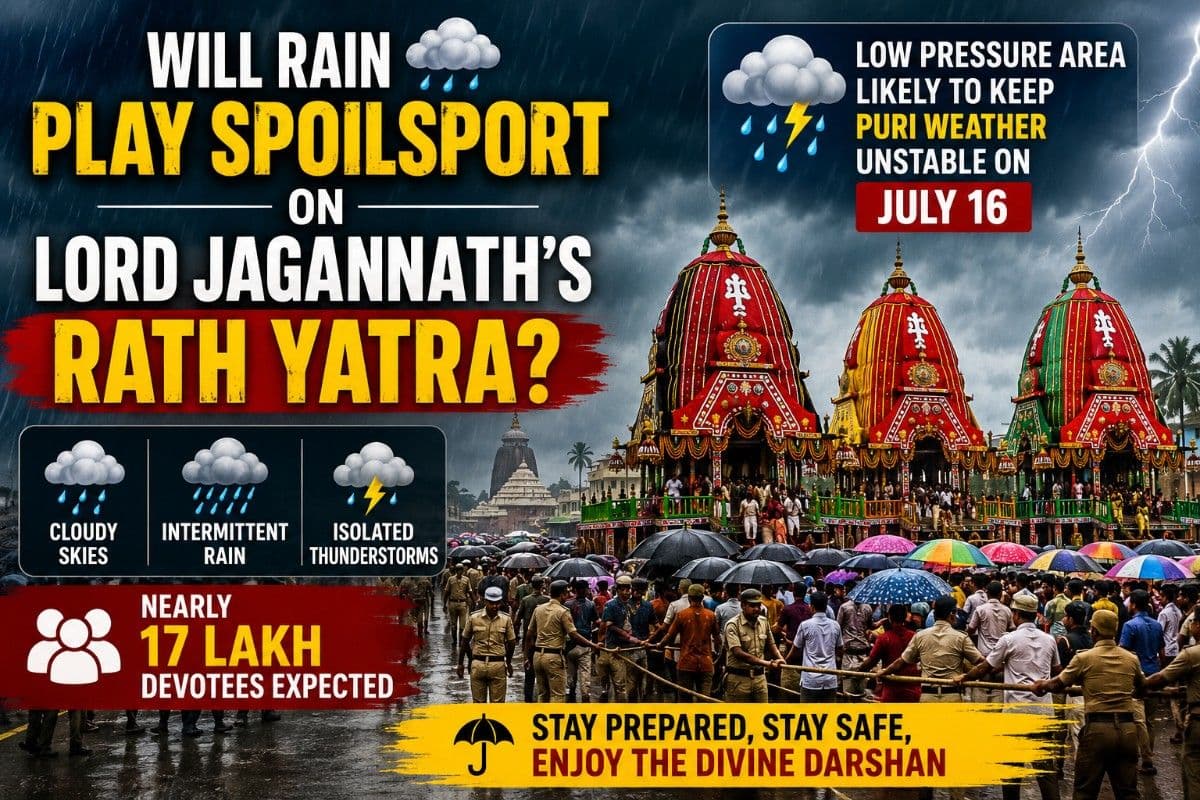 Will Rain Play Spoilsport on Lord Jagannath's Rath Yatra? Low Pressure Area Likely to Keep Puri Weather Unstable on July 16| Exclusive Details Inside