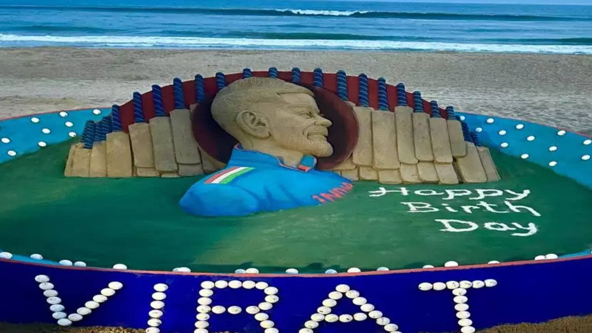 Sudarsan Pattnaik Wishes Virat Kohli With Sand Sculpture