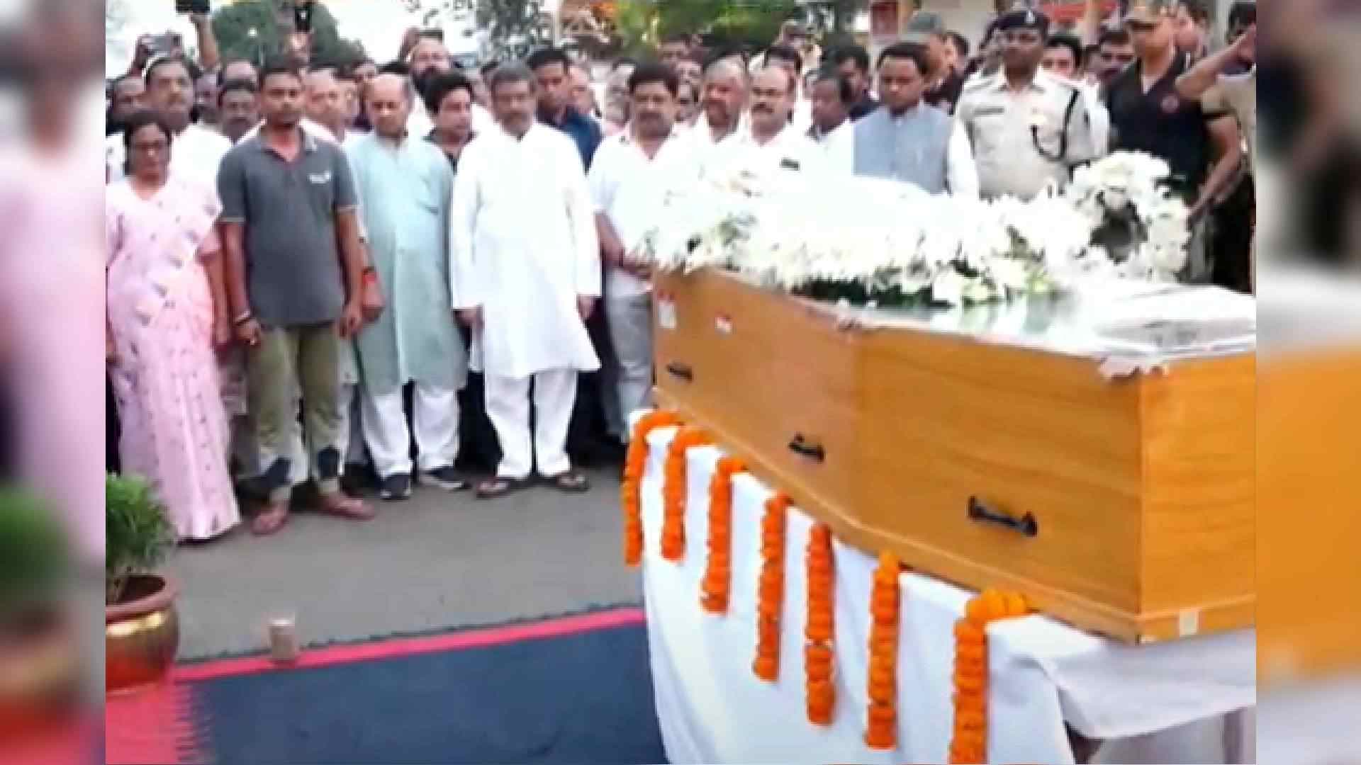 Mortal Remains Of Ex-Union Minister Dr Debendra Pradhan Arrives At Bhubaneswar Airport