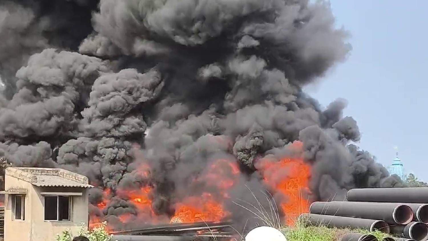 Fire Breaks Out At Paradip Zero Point; Plastic Pipes Worth Lakhs Reduced To Ashes
