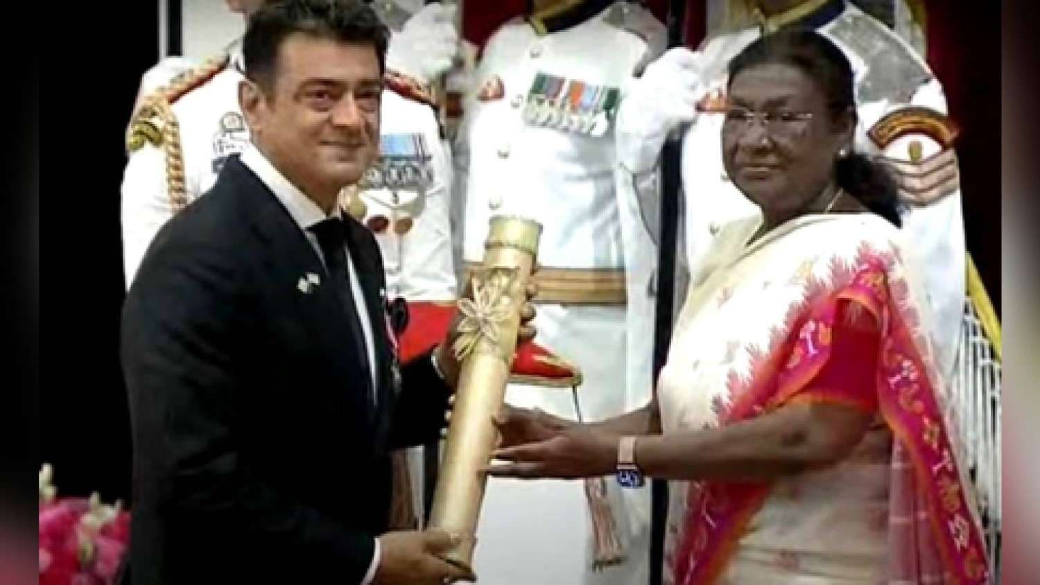 President Droupadi Murmu Presents Padma Bhushan Award To Actor Ajith Kumar