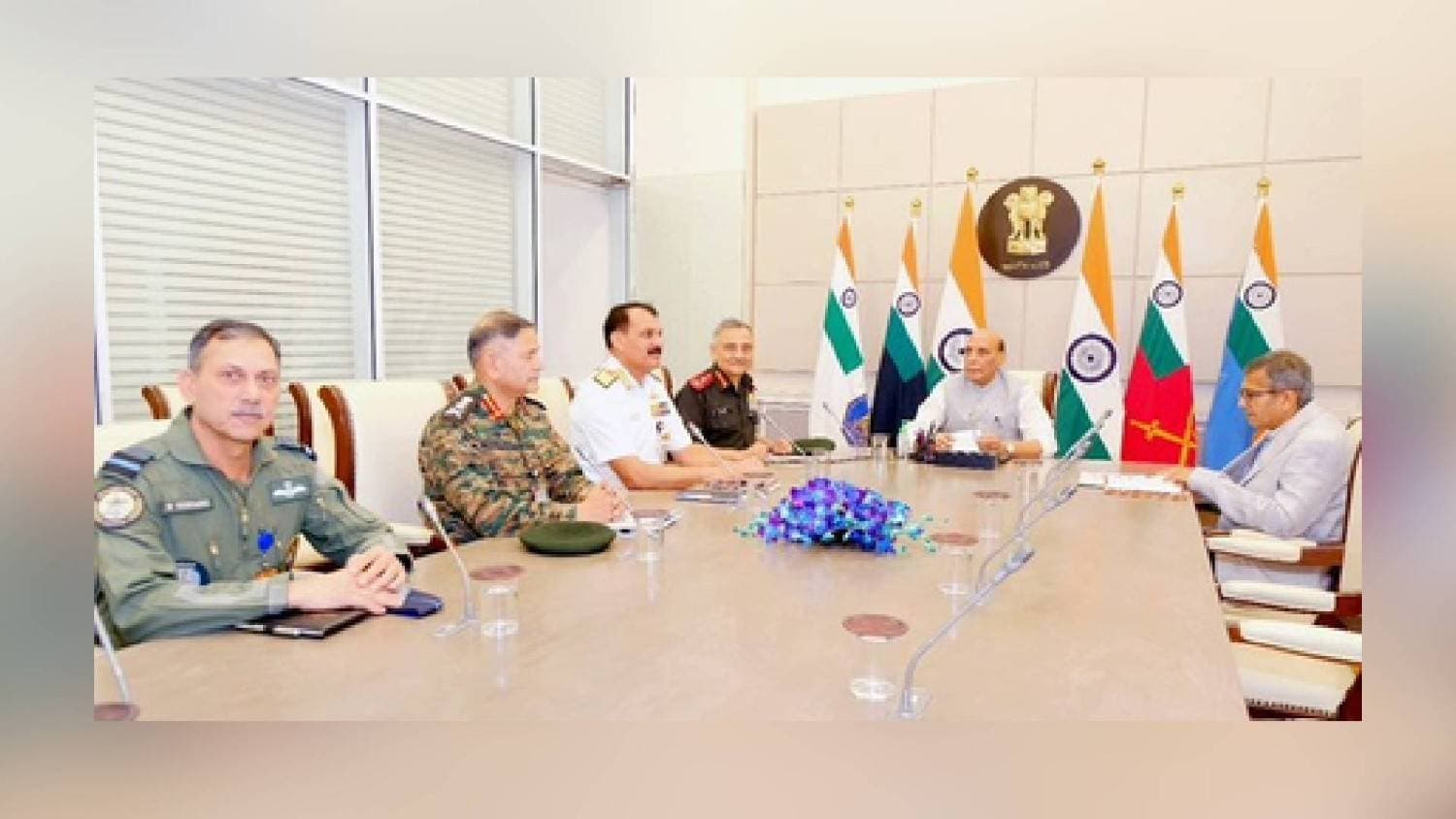 Defence Minister Rajnath Singh Reviews Security With Top Officials, Chiefs Of Forces
