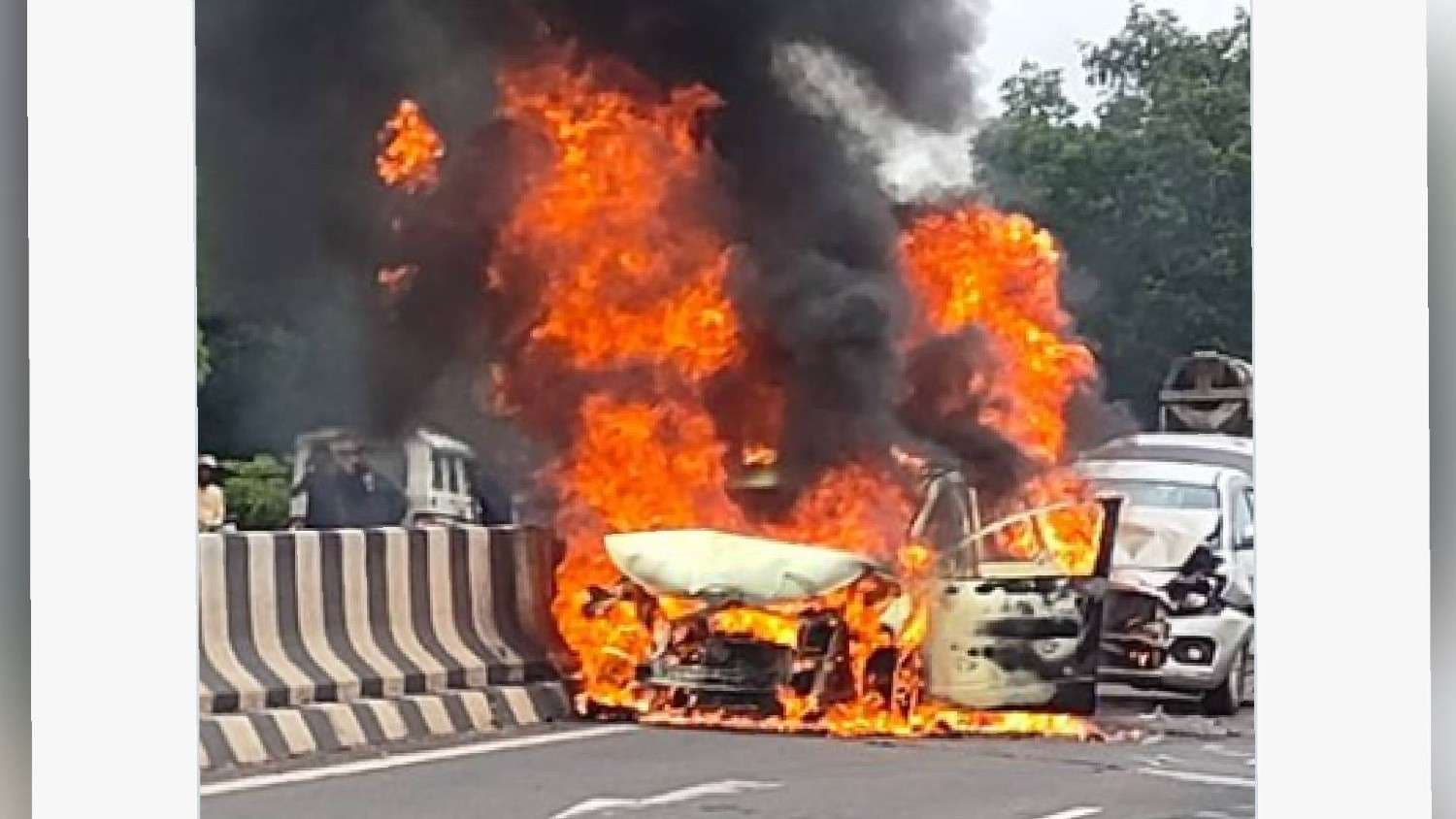 Two Cars Engulfed In Flames After Collision In Odisha's Ganjam