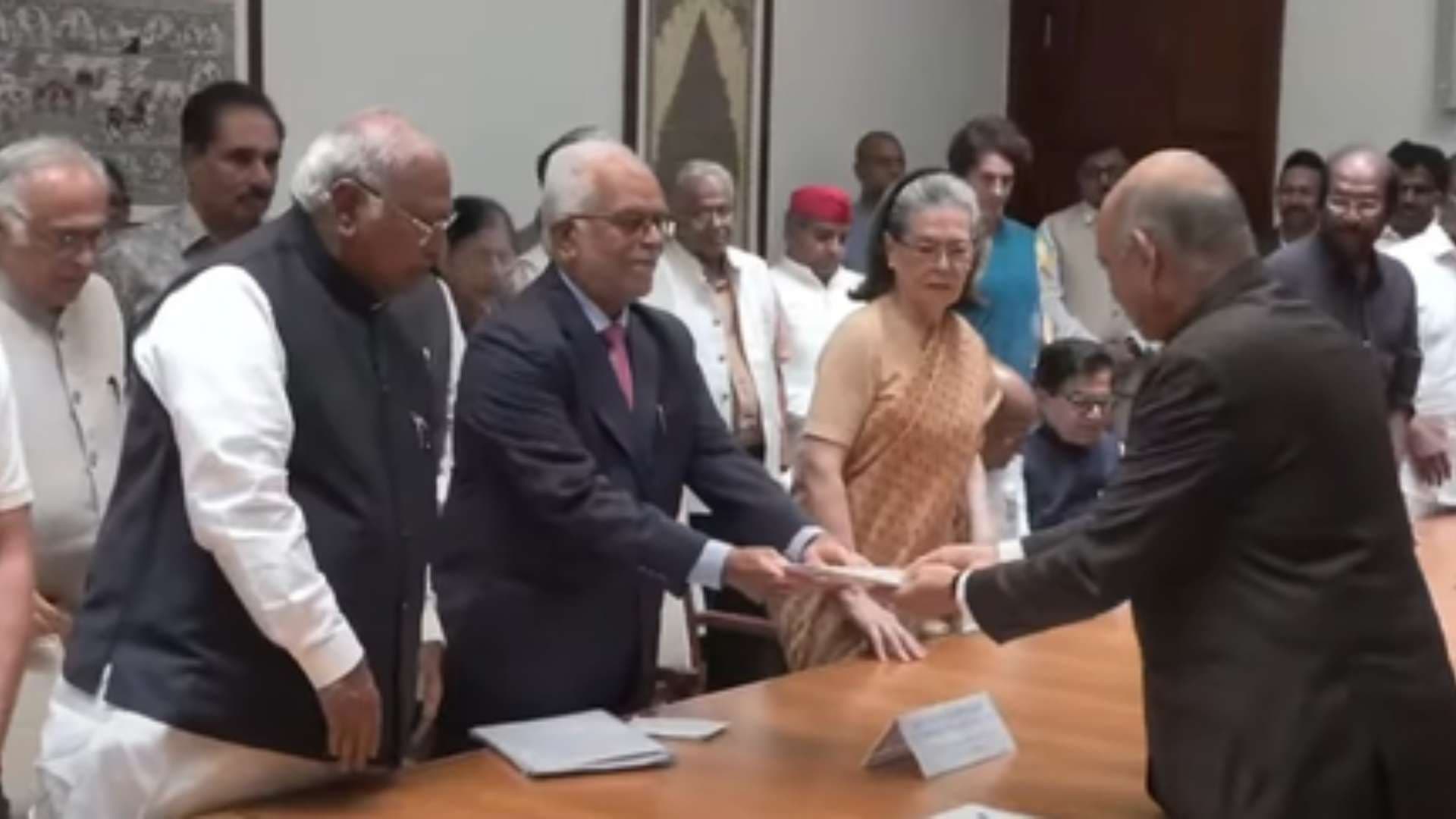 Oppn VP Candidate Sudershan Reddy Files Nomination, Top INDIA Bloc Leaders in Attendance