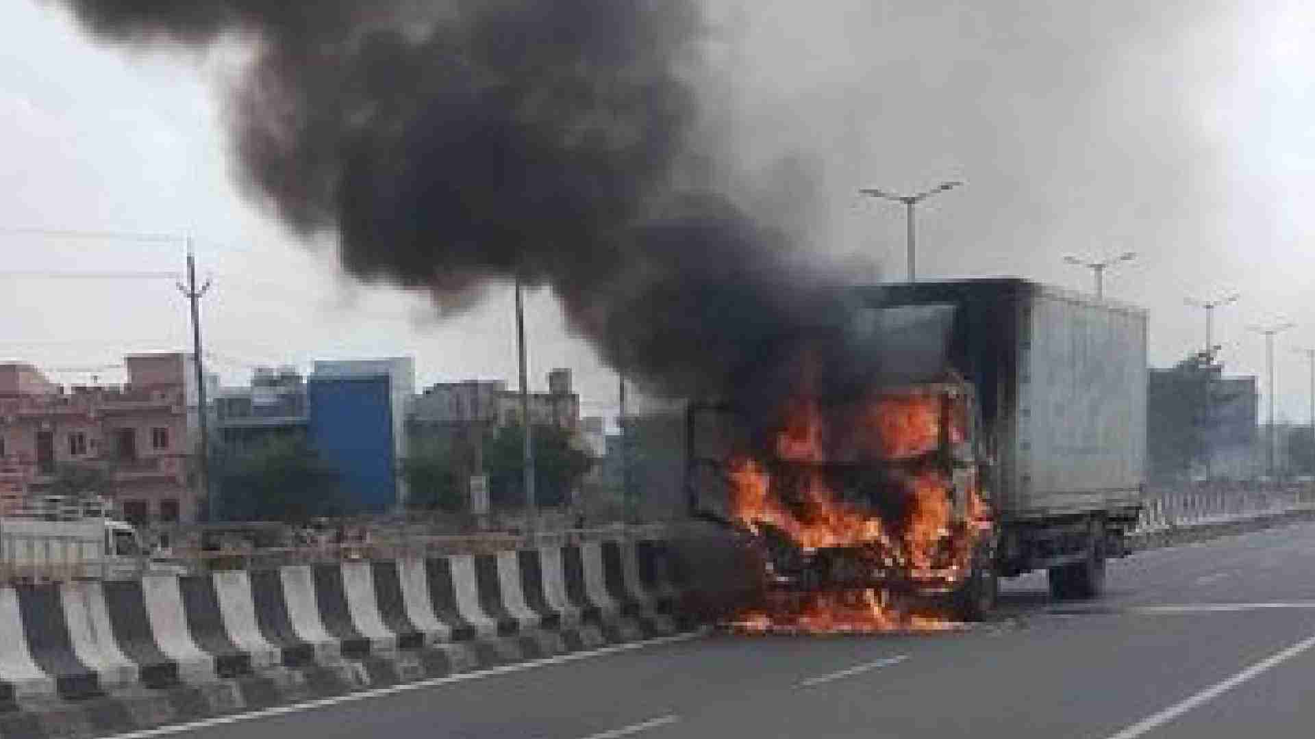 Cargo Truck Bursts Into Flames On Berhampur Highway, No Casualties Reported