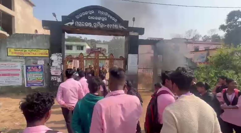 Students Protest At Rairangpur College Over Mass Failures, Demand Revaluation