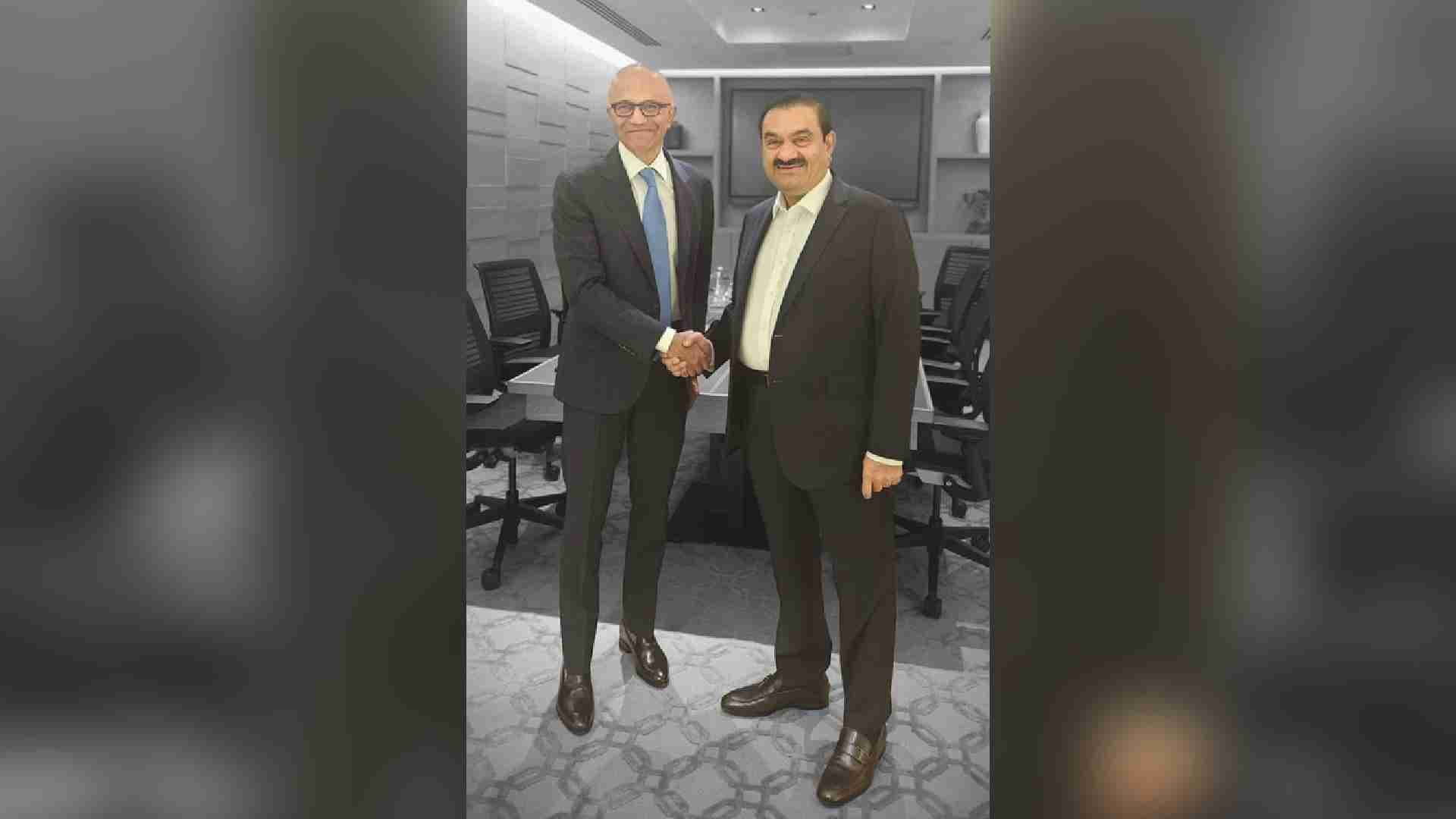 Gautam Adani Meets Satya Nadella As Microsoft Commits $17.5B AI Investment In India