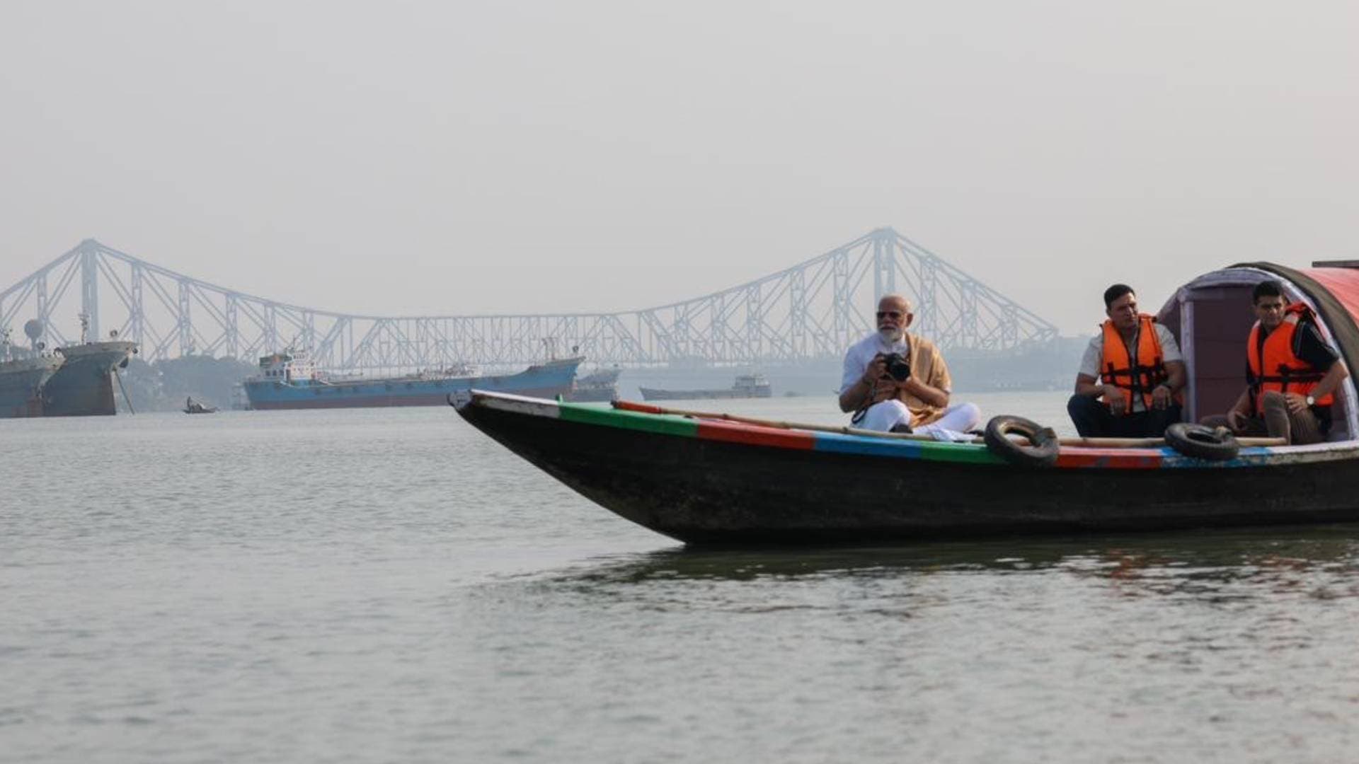 PM Modi Takes Boat Ride On Hooghly, Expresses Gratitude To Maa Ganga