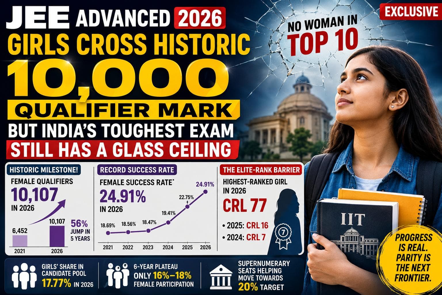 JEE Advanced 2026: Girls Cross Historic 10,000 Qualifier Mark, But India's Toughest Exam Still Has a Glass Ceiling| Exclusive