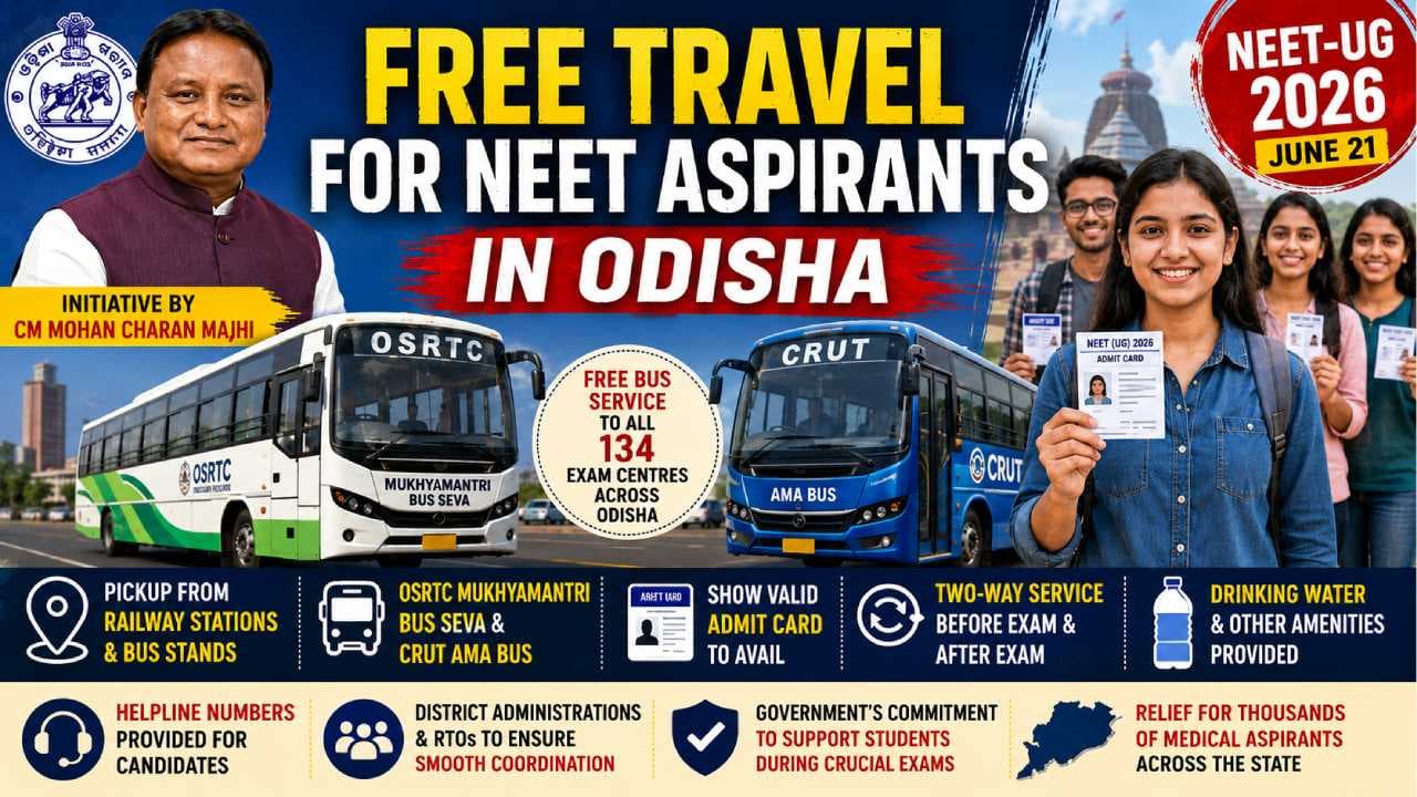 Odisha Govt Announces Free Bus Service For NEET Candidates on June 21