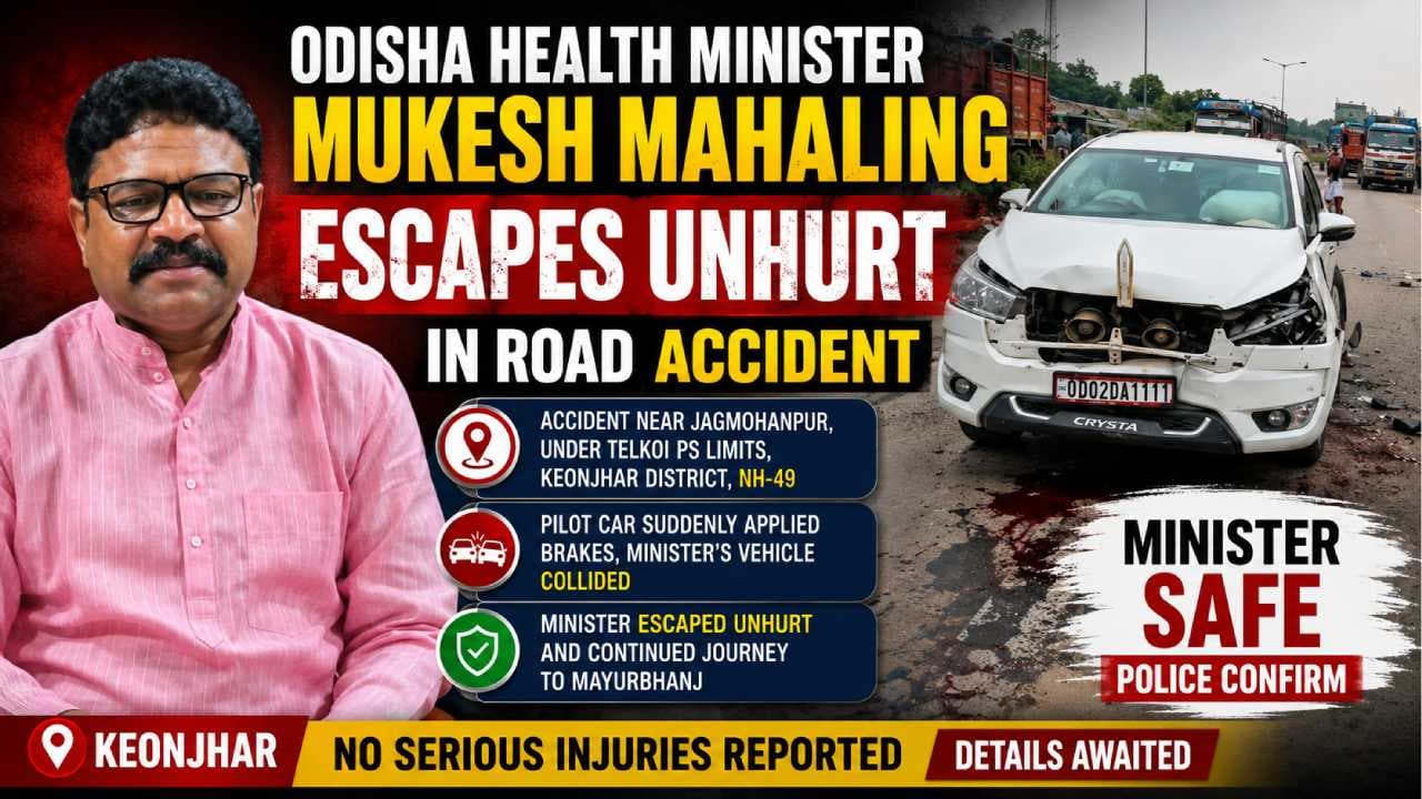 Health Minister Mukesh Mahaling Escapes Unhurt in Road Accident