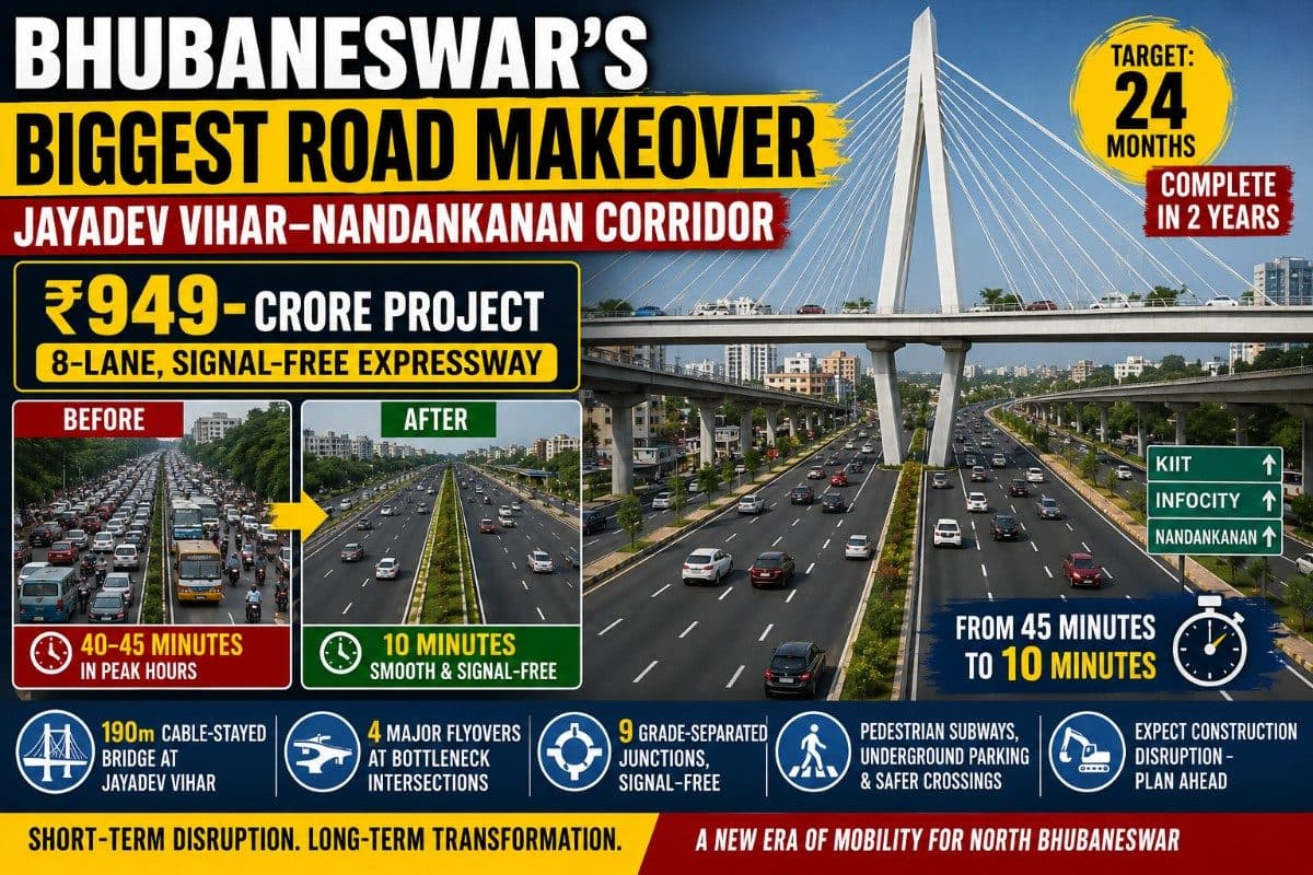 Bhubaneswar's Biggest Urban Road Makeover Explained: What the ₹949-Crore Jayadev Vihar–Nandankanan Corridor Means for You Over Next Two Years