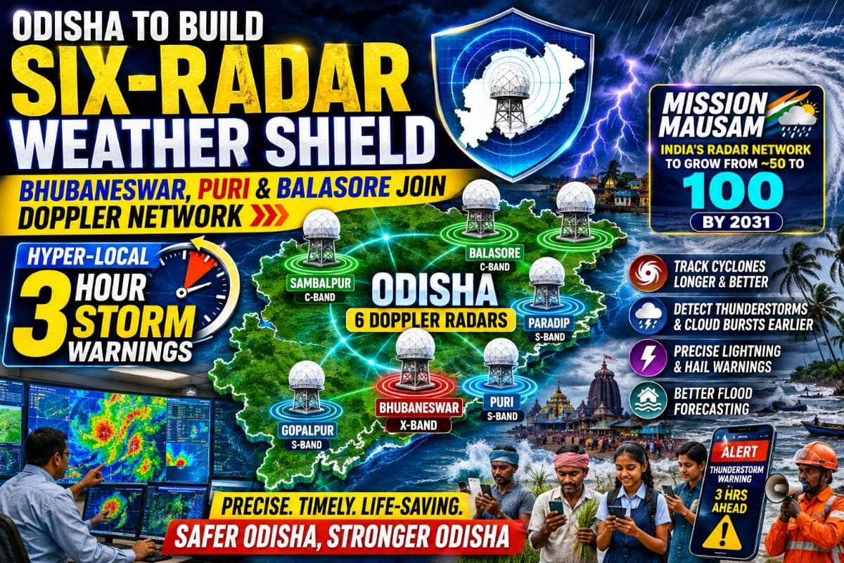 Odisha to Build Six-Radar Weather Shield: Bhubaneswar, Puri & Balasore Join Doppler Network to Deliver Hyper-Local 3-Hour Storm Warnings| Special Report