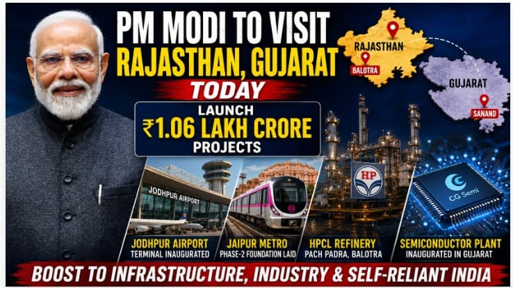 PM Modi To Visit Rajasthan, Gujarat Today; Launch Rs 1.06 Lakh Crore Projects, Lay Jaipur Metro Phase-2 Foundation