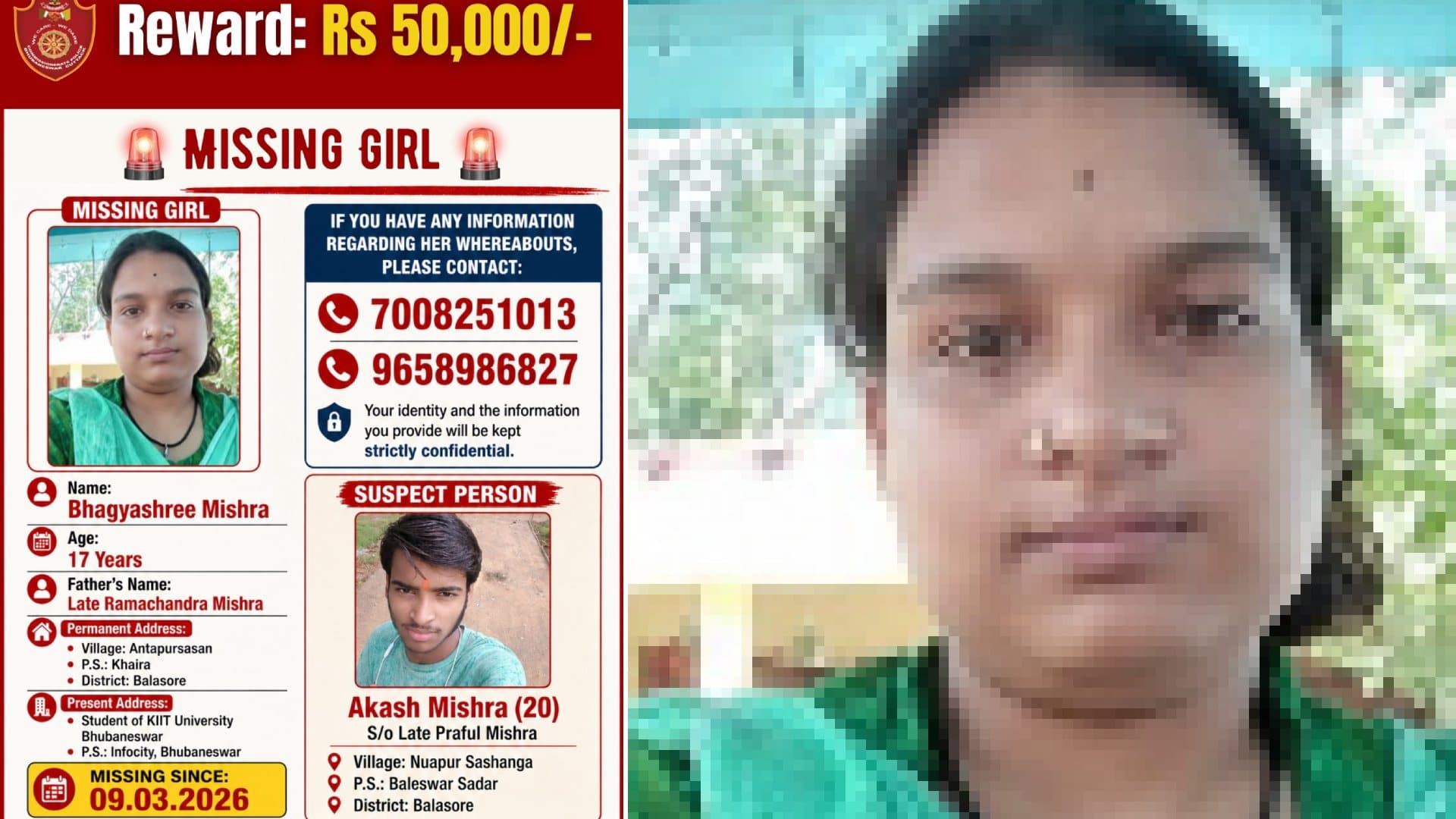 Commissionerate Police Announce Rs 50,000 Reward to Trace Missing KIIT Student
