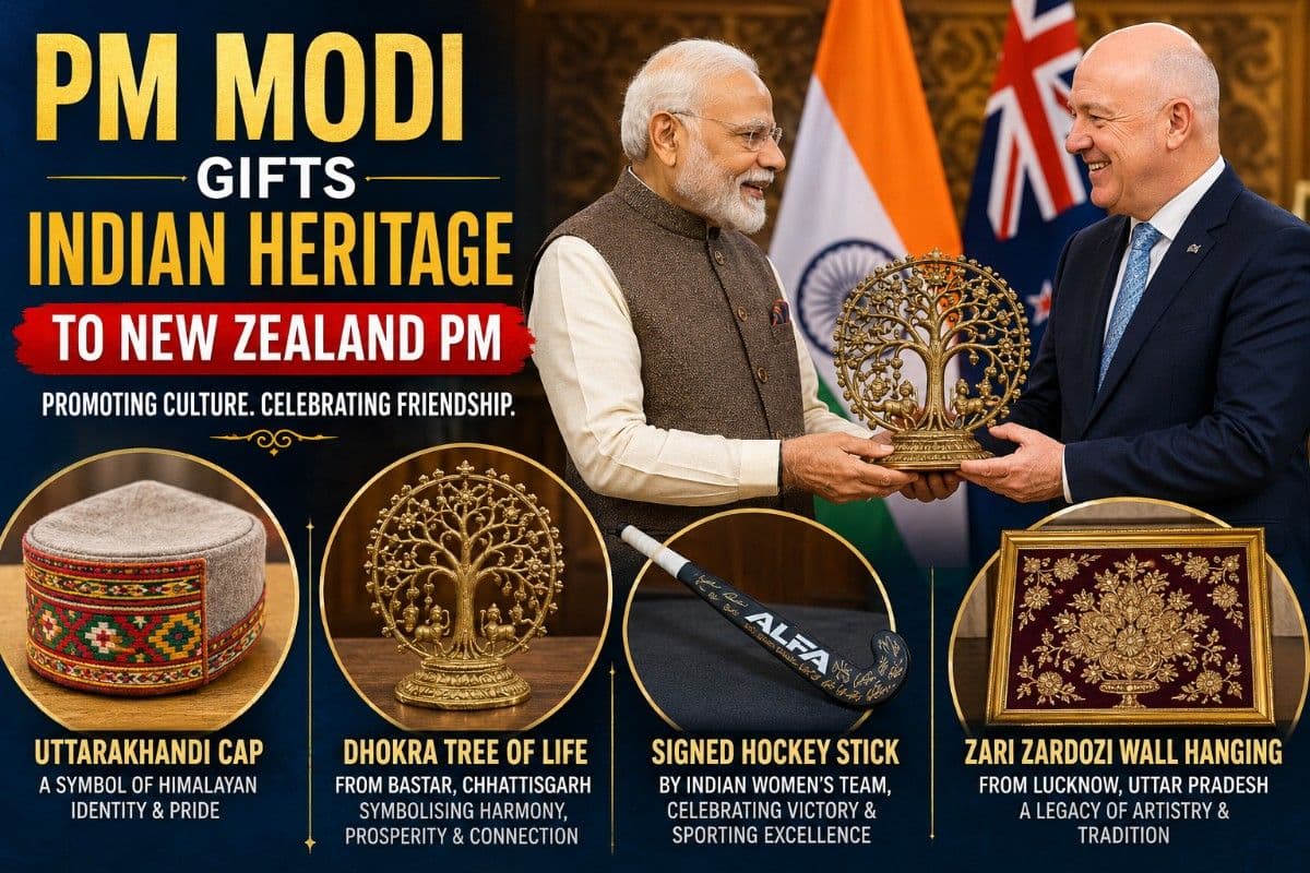 PM Modi gifts Bastar's Dhokra Tree, Uttarkhandi Cap to New Zealand Prime Minister, promoting Indian culture